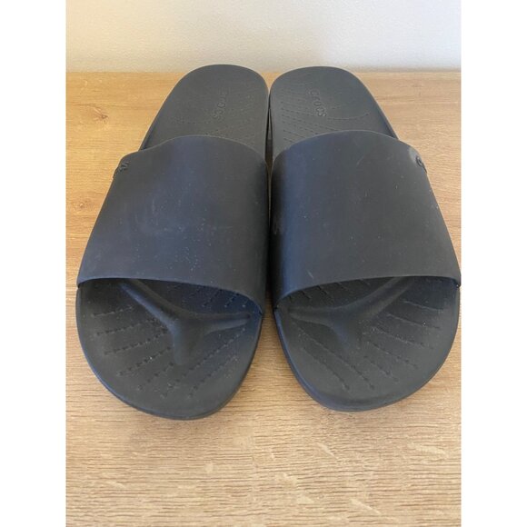 Crocs Black Slide Sandals Women's Size 10 - Picture 1 of 5